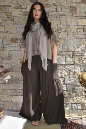 Basso Shirring Sailor Palazzo Pant Bitter Chocolate